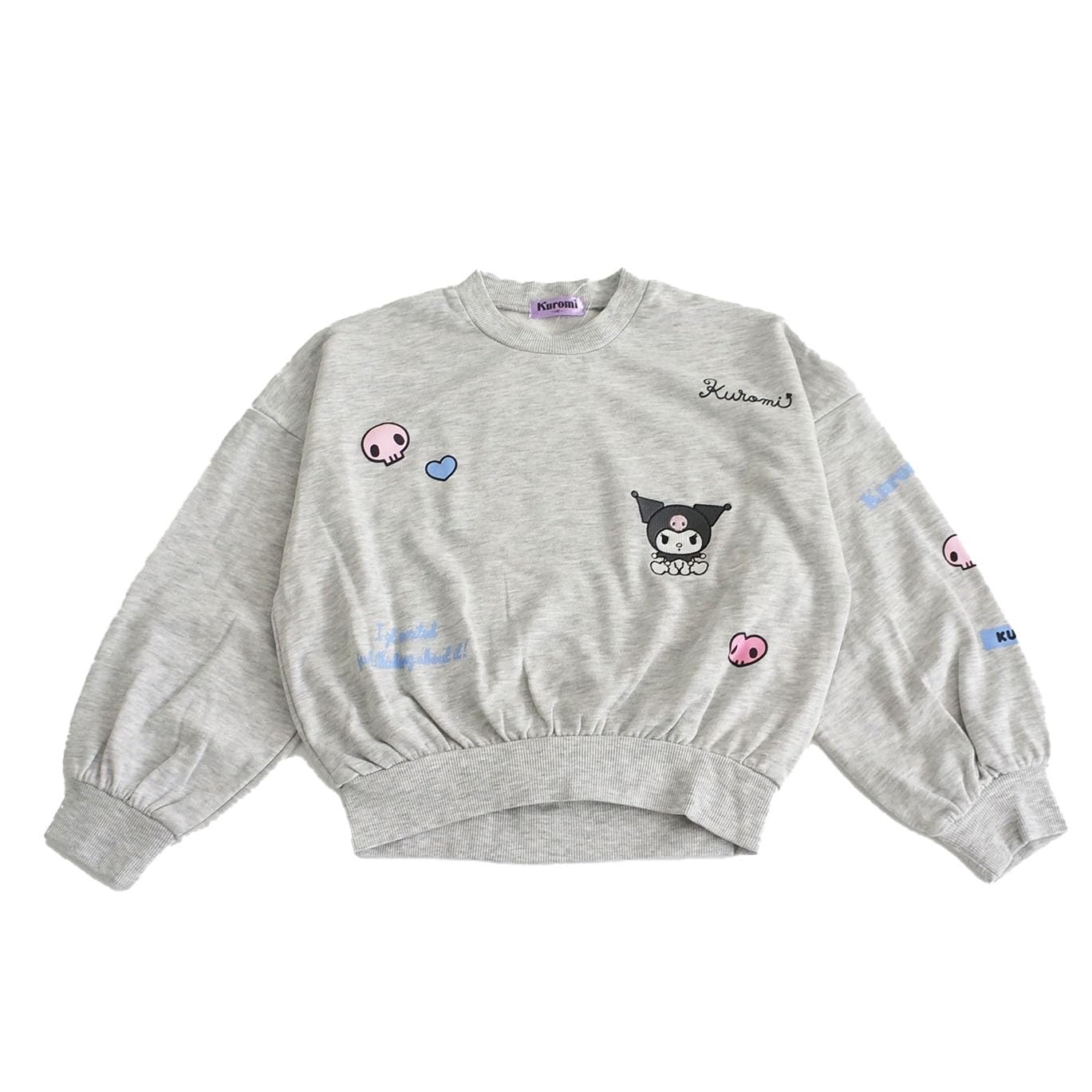 Sanrio Kuromi Embroidered Size 130 Girls Sweatshirt, Gray,