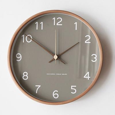 Clocks Solid Wood Transparent Glass Wall Clock Living Room Home Fashion Wall Hanging Light Luxury Nordic Simple Clock
