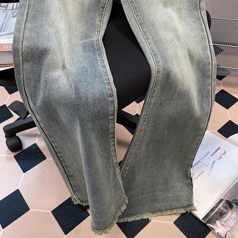 Vintage Streetwear Denim Pants Female High Waist Loose Straight Jean Pants Women Wide Leg Trousers