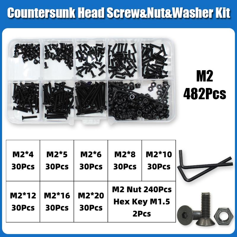 

3045p шестигранный шестигранный гнездо с плоской потайной головкой болт гайка шайба набор M2 M2.5 M3 M4 M5 M6 M8 черный класс 10.9 углеродистая сталь