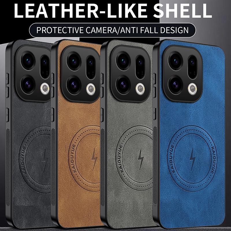 For Oppo Find X9 Fashion Lightning Leather Silicone Case For OPPO Find X9 Magnetic Wireless Charge Shockproof Cover Find X9 Case