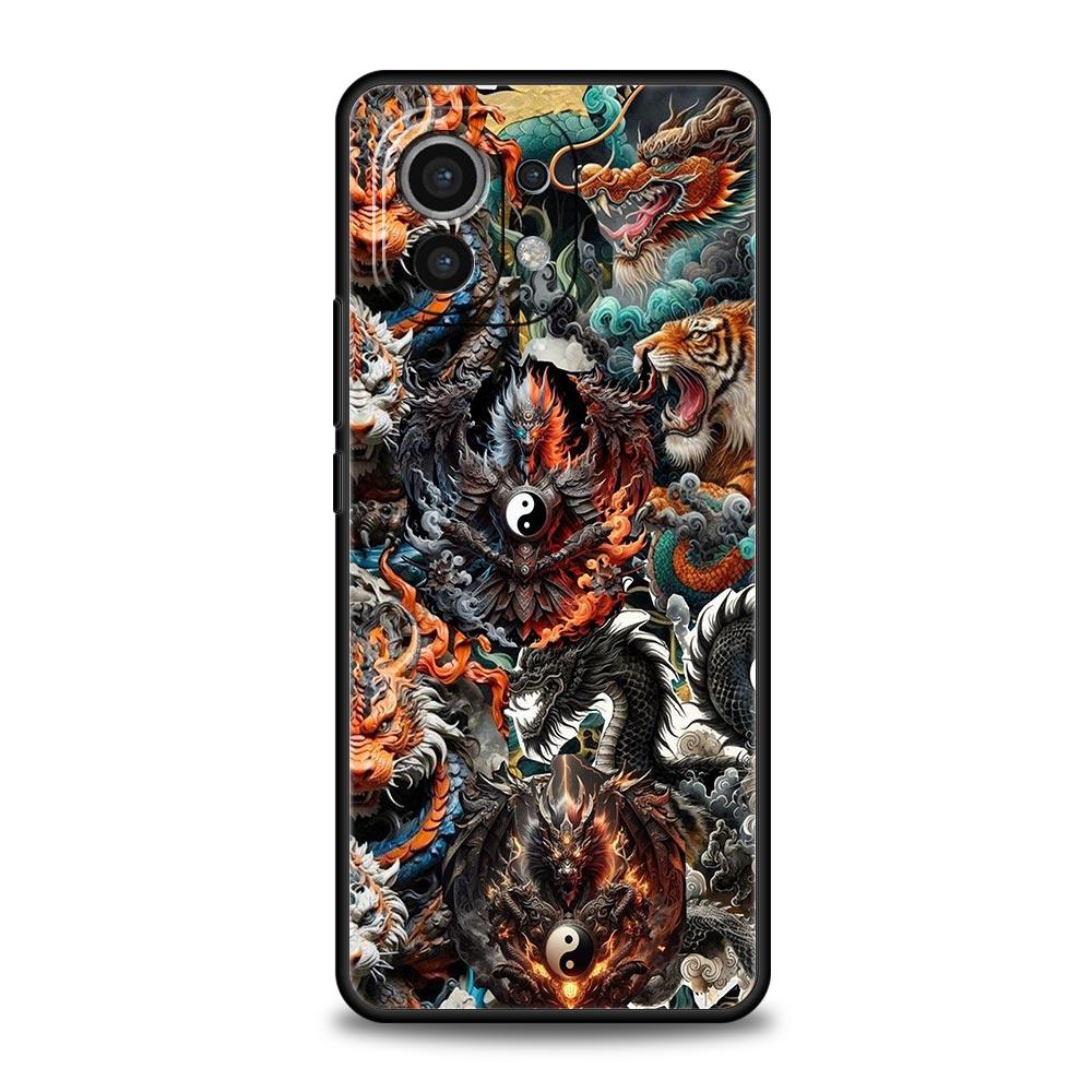 Chinoiserie Loong Flower Dragon Phone Case Cover for Xiaomi Mi 17 15 14 13 12 11 Ultra 15T 14T 13T 12T 11T Pro Lite 5G Soft TPU