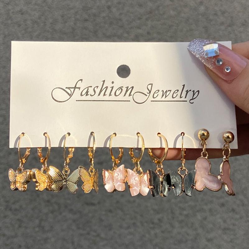 iF ME Fashion Earrings Butterfly Heart-shaped Hoop Earrings for Women Accessories Jewelry