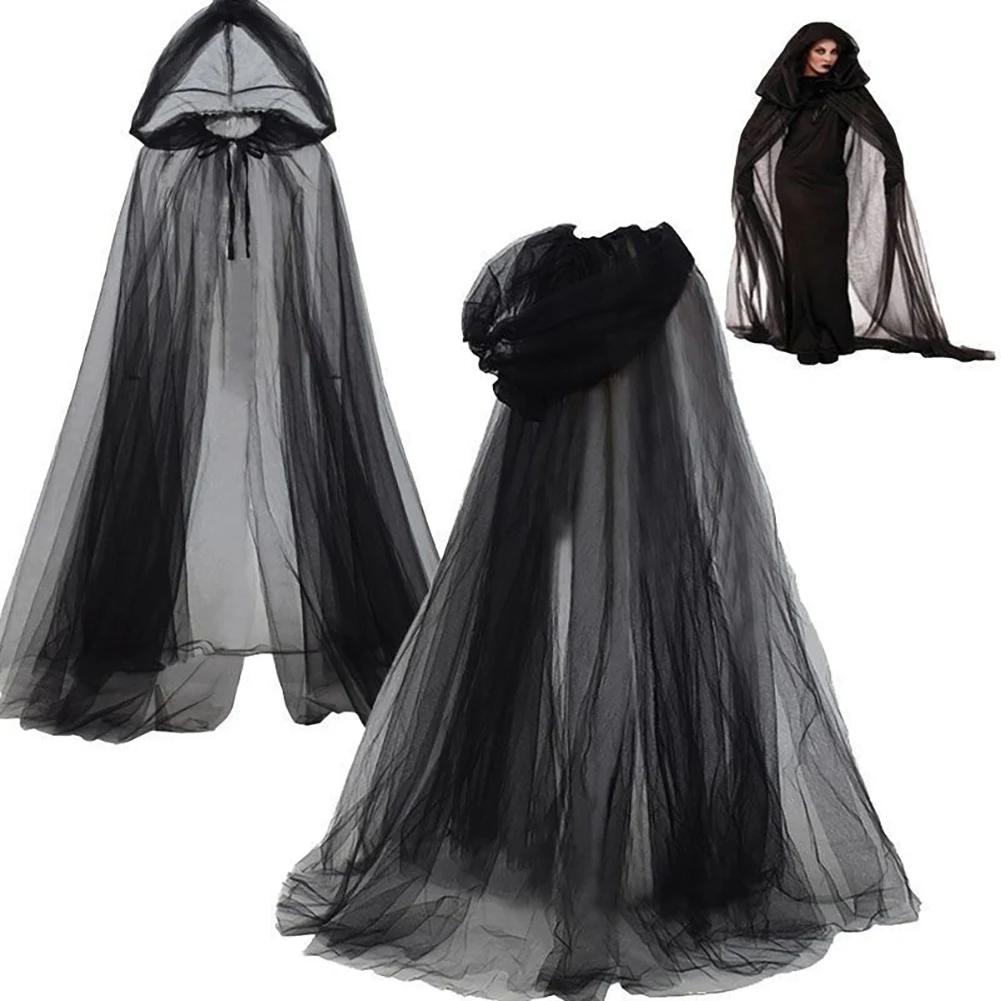 New Halloween Hooded Cape Spooky Witch Cloak With Hood For Halloween Cosplay Costume For Masquerade Balls Photography Party