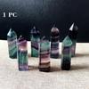 Natural Flourite Quartz Crystal Wand Colorful jewel Pure Point Healing