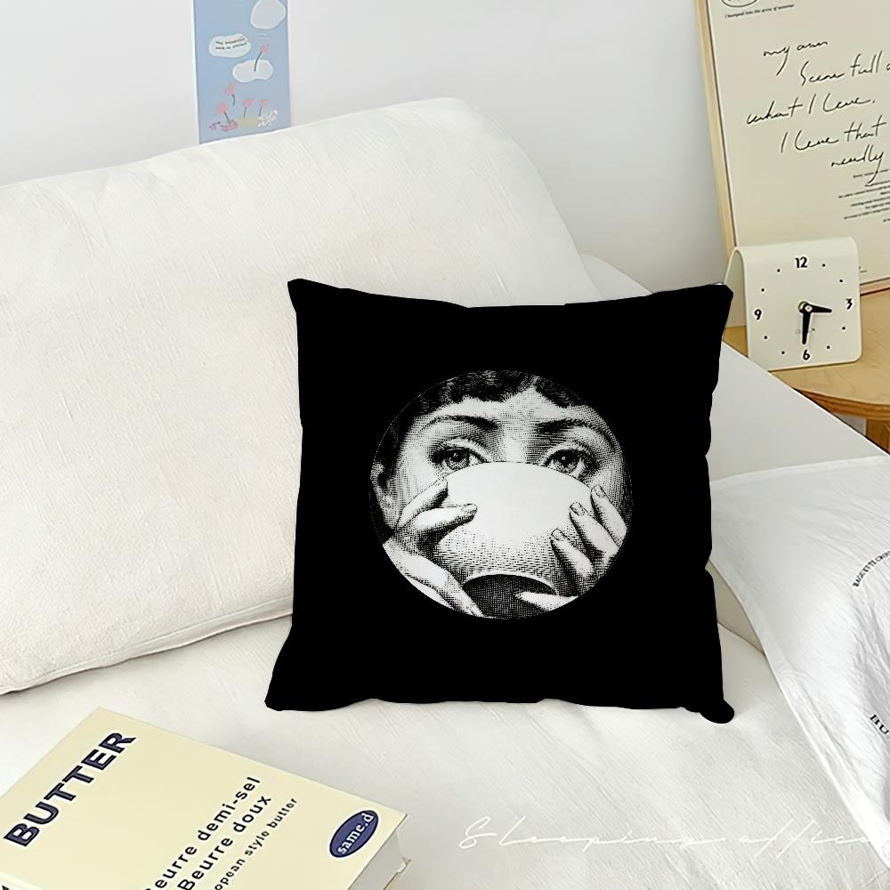 Art P-Piero Fornasetti Funny Girl Cushion Cover Pillow Case Square Cushion Room Bedroom Headboard Sofa Living Backrest Nap Time