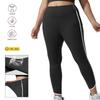 Tight-Fitting Sports Leggings with High Waist and Side White Stripes for Gym Outdoor Cycling Running and Yoga