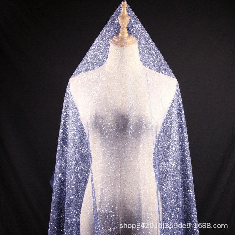 Silver Mesh Sequin Tulle Evening Gown Veil & Wedding Decoration Fabric