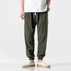 2024 Plus Size Men's Cotton Linen Harem Jogger Pants - Chinese & Japanese Style Lantern Design