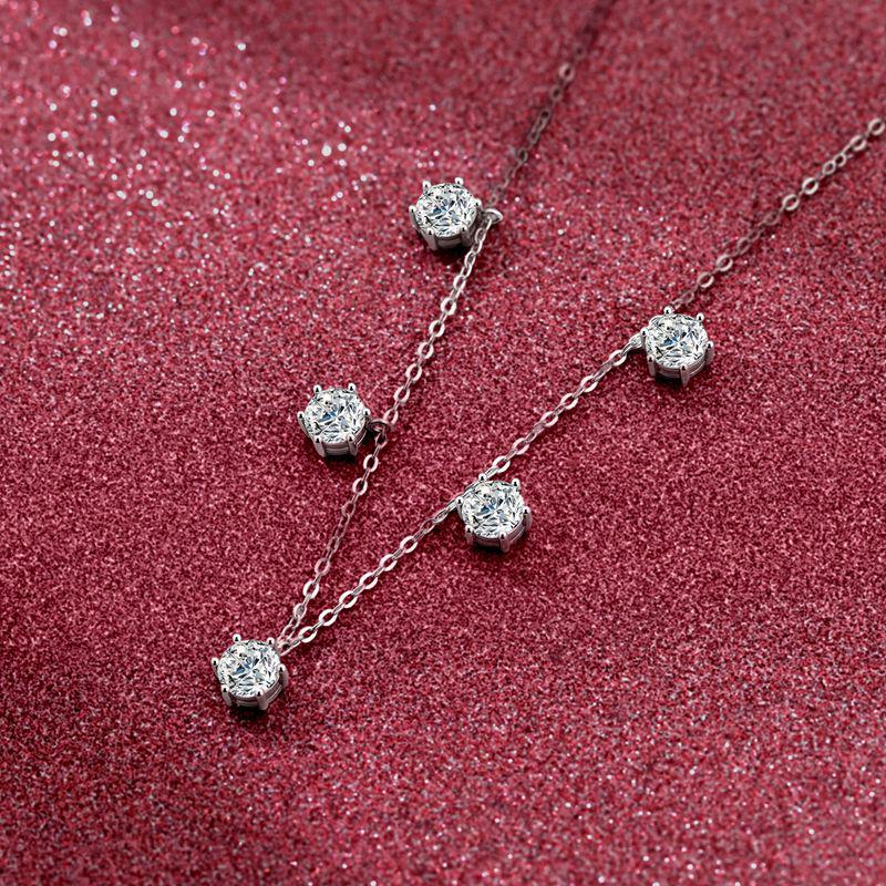 Серебряное ожерелье S925 «Сияющая звезда» с подвеской-шестигранником с муассанитом 50 карат Sterling Silver