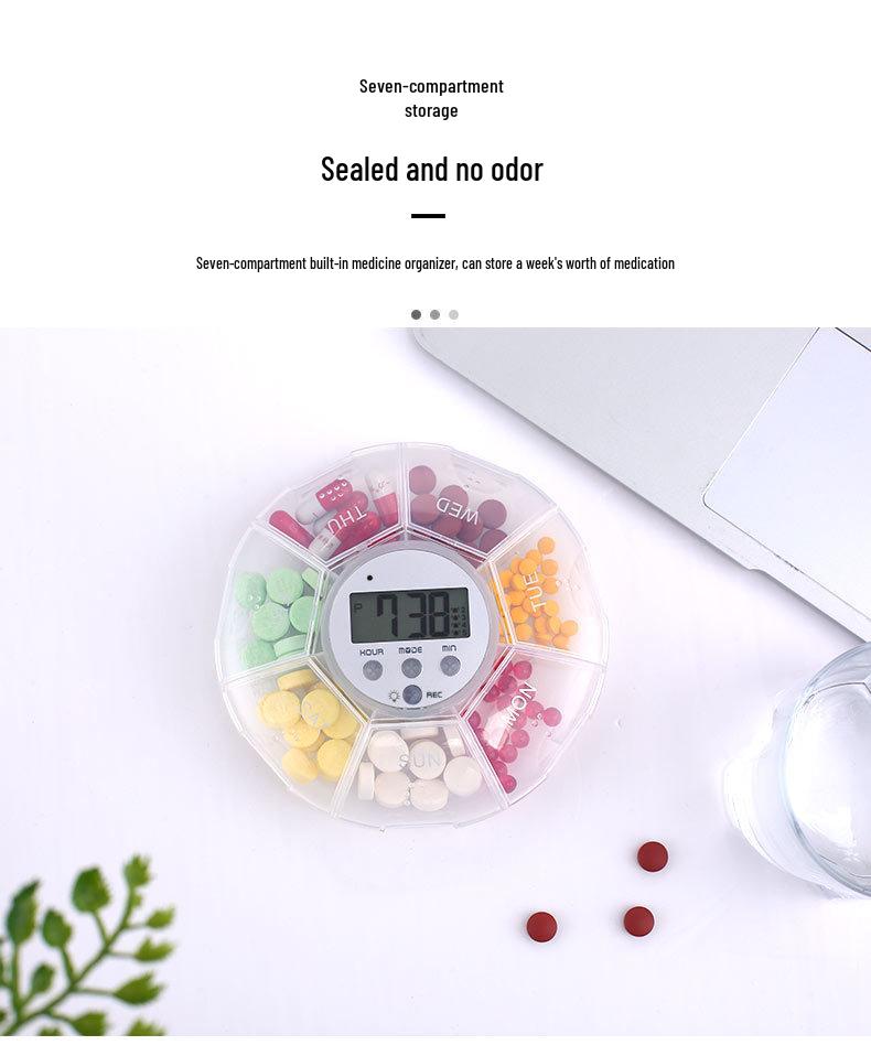 Electronic Timed Pill Box with Pre-recorded Alarm Reminder for Medication
