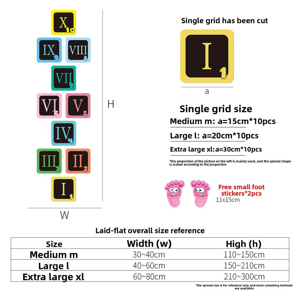 Hopscotch Environmentally Friendly Sticker Self-Adhesive Waterproof Kindergarten Children'S Room Educational Parent-Child Activity Decorative Sticker