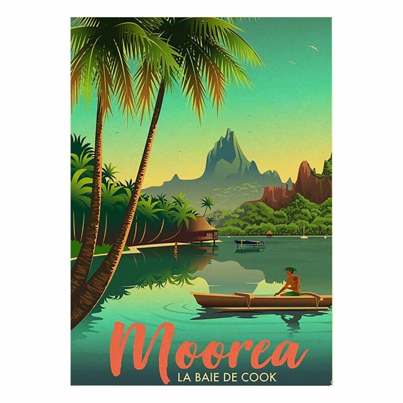 Vintage Travel Cities Metal Plaque Signs  Italy Japan Thailand Tahiti Landscapes  Retro Poster Art for Home Bar Pub Club Deco