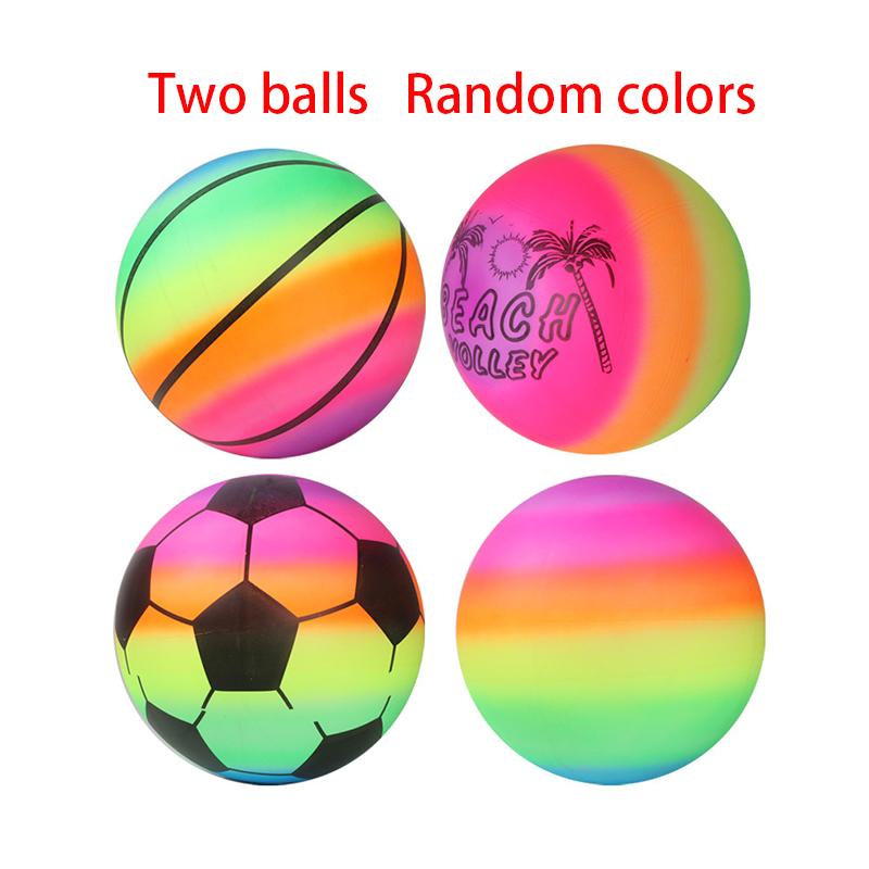 Rainbow Ball Indoor and outdoor racket ball Inflatable leather ball Flower colored ball Multiple colored patterns 2pcs
