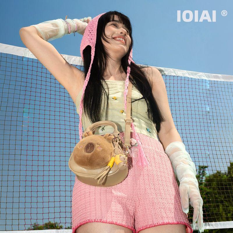 

Ioiai Bag Women 2025 New Shoulder Shoulder Bag Cute Children Handbag Mobile Phone Bag Birthday Gift Light Brown Kappi Bala Bag