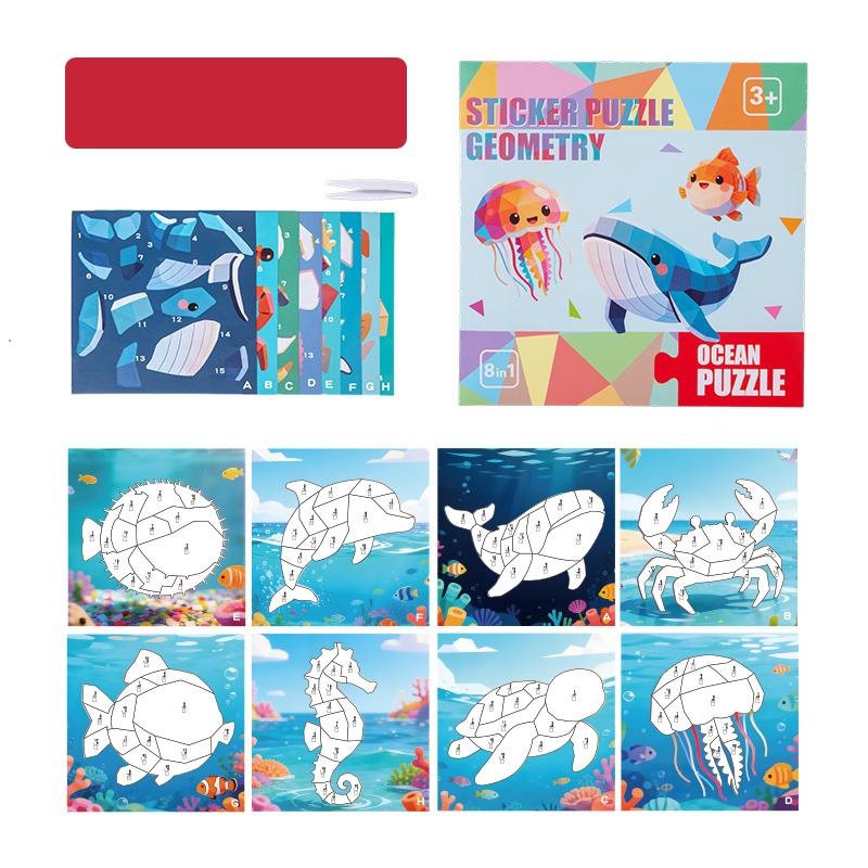 6 Patterns Puzzle Stickers Crafts for Kids Sticker Painting Gift Party Favor Creations Dinosaur Animal Vechile Art Play for Kids