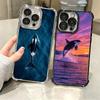 Orca Ocean Pattern Plating Phone Case For Iphone 16 17 Pro Max Air 16E 14 15 Plus 12 13 Mini Anti-Fall Airabag Cover