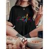 Women's Colorful Frequency Heart Print Tee Short Sleeve Casual Sports Summer Holiday Top