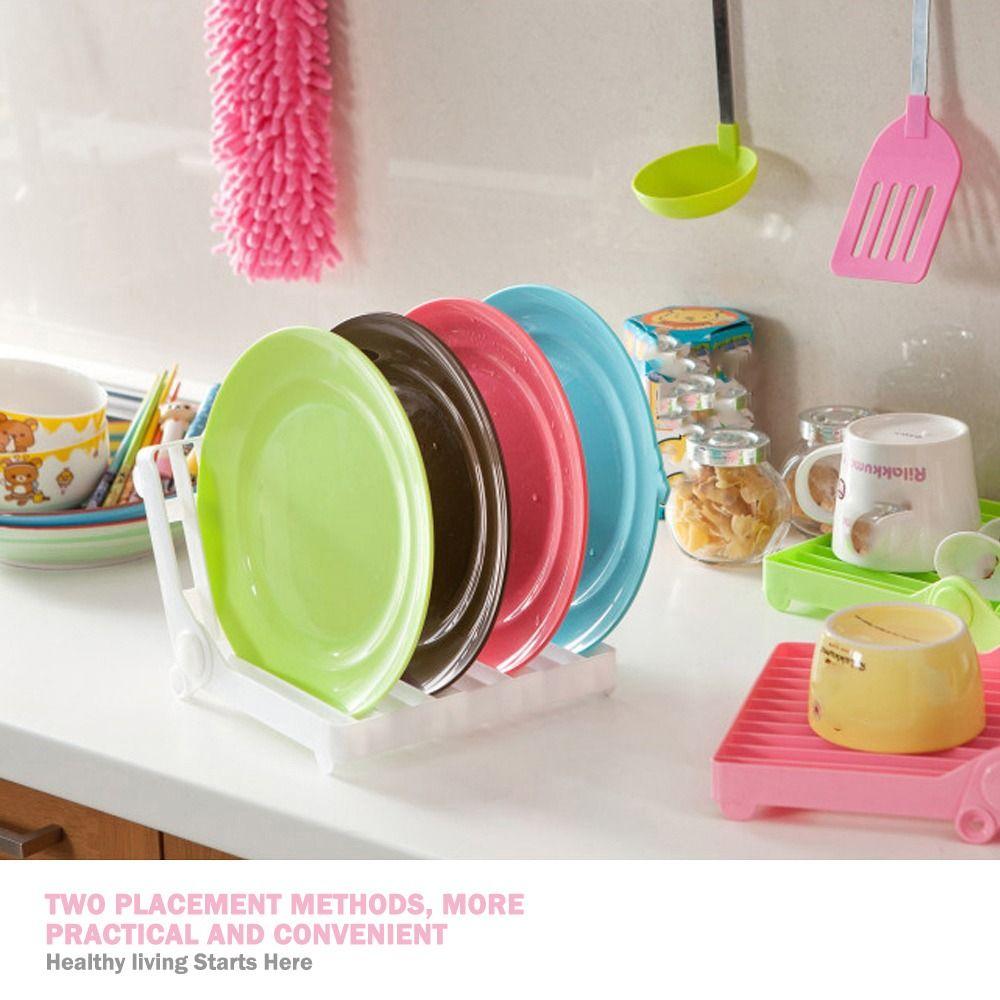 Plastic Material Dish Drying Rack Foldable Design Storage Holder Plate Organizer  Plate Storage
