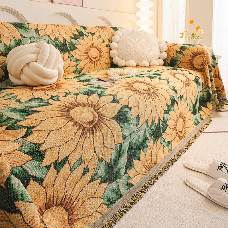 Ethnic Style Sofa Cover Blanket All Cover Geometric Floral Pattern Jacquard Sofa Cover Upholstered Sofa Seat Covers S074