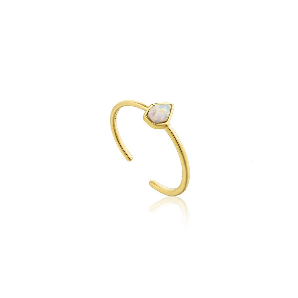 [October Birthstone][Annia Haie] Opal Color Adjustable Size 925 Silver Ring R014-03