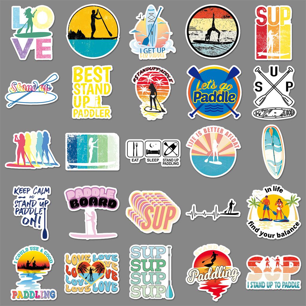 50 Standing Paddle Board Graffiti Stickers Personalized Creative Water Sports Decorative Laptop Stickers