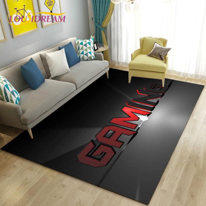 3D kreslený herní koberec s motivem Game Over, Velký koberec do obývacího pokoje, ložnice, k pohovce, Rohožka, Dekorace, Dětská protiskluzová podlahová podložka na hraní