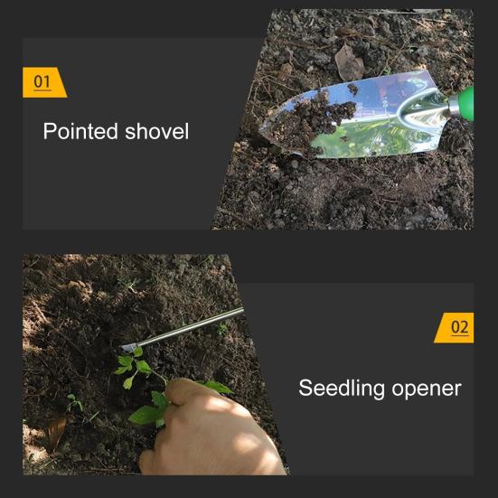 Gardening Tool Set Stainless Steel Trowel with Non-Slip Handle Transplanter Tool Hand Rake with Storage Tote Gift