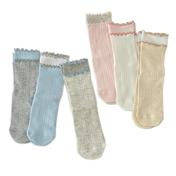 Ballet-Inspired Mesh Ruffle Lace Socks for Girls, Slimming Color-Block Mid-Calf Slouch Socks, Perfect with Leather Shoes