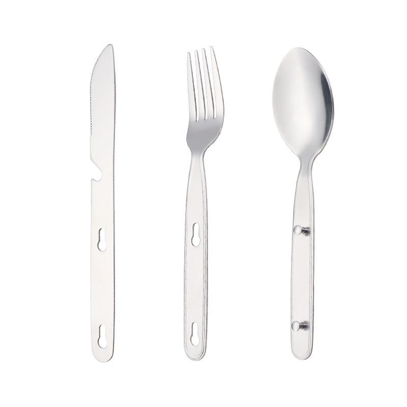 3Pcs Portable Stainless Steel Tableware Fold Knife Fork Spoon Utensil Set Travel Outdoor Dinnerware Camping Cooking Flatware