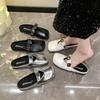 Internet Celebrity Super Fire Fairy Wind Square Head Baotou Rhinestone Versatile Slippers Women's Shoes Summer Wear 2025 New Flat Sandals