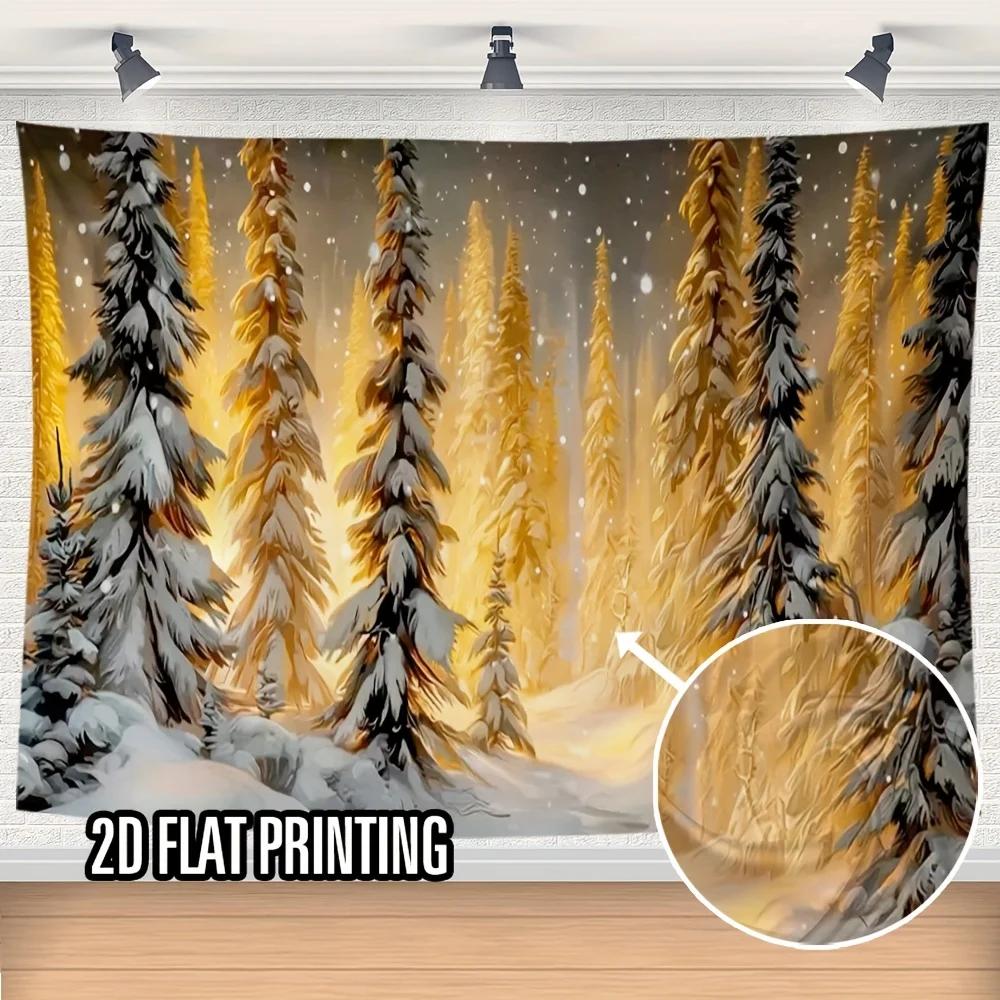 2D-Ebene 1 Stück Winterwunderland Schnee Wald Hintergrundstoff geeignet für Winterparty Dekoration ZL