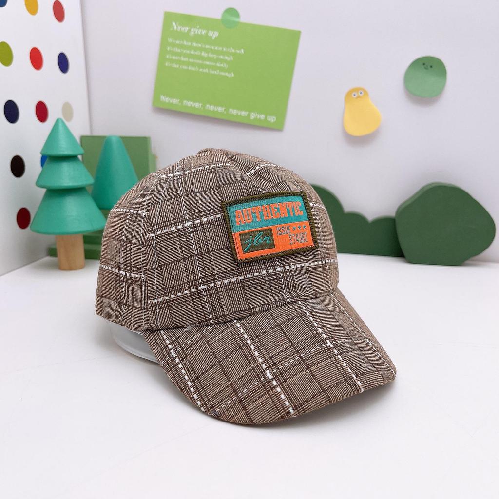 Cartoon Plaid Baby Sun Hat - Breathable Baseball Cap for Boys (Spring & Autumn)