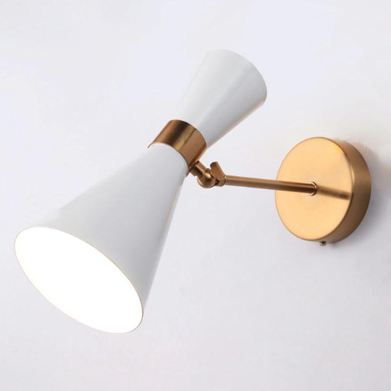 Modern Wall Light Nordic Trumpet Lamp with E27 Bulb for Corridor Living Room Foyer Bedroom Angle Adjustable Metal Lightings