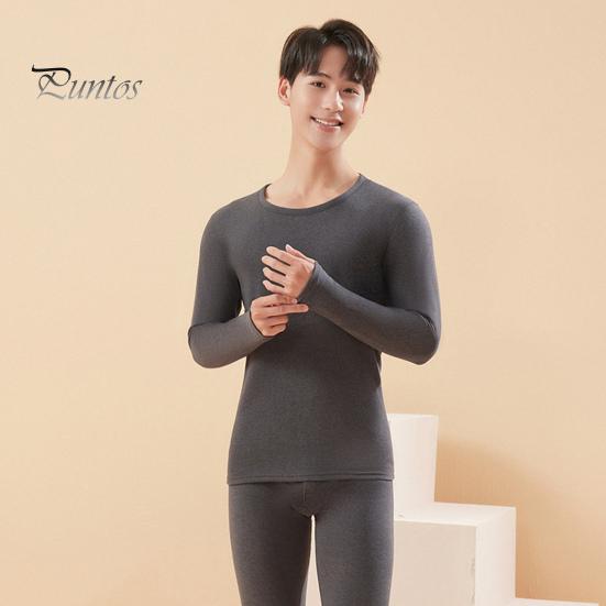 2 Pcs/Set Winter Thermal Clothing Set Round Neck Seamless Long Sleeve Warm Thick Plush Slim Fit Elastic Lady Cold Weather Pajamas Set Homewear