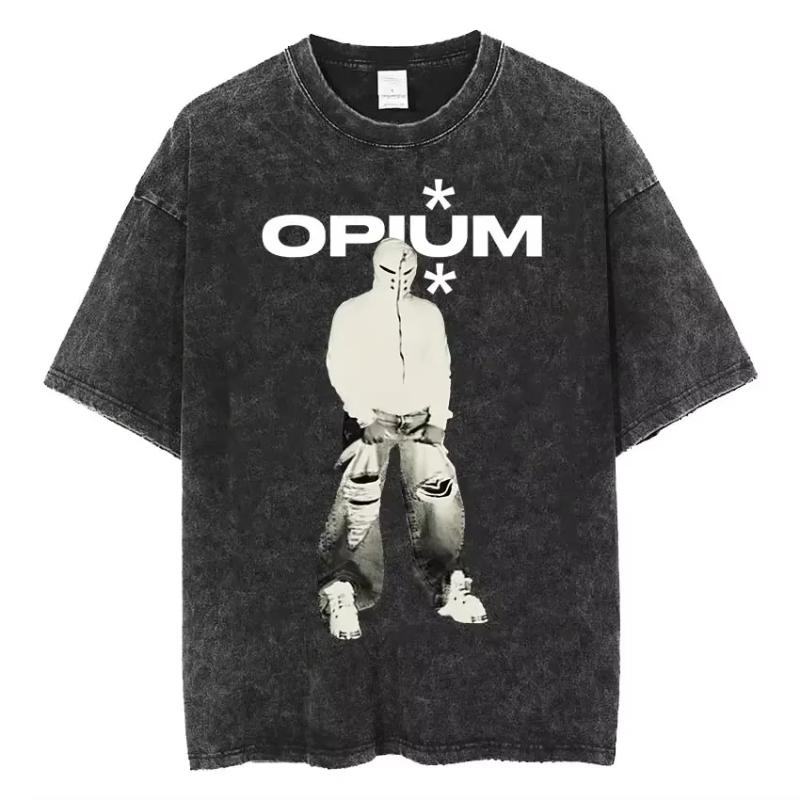 Retro Washed Playboi Carti I AM MUSIC Logo T Shirt Opium Ken Carson Narcissist Tour Antagonist Rap T-shirts Woman