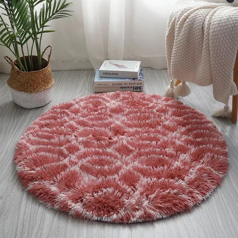 Silk Hair Carpet I Living Room Dirty Resistant Easy Care Coffee Table Mat Home Bedroom Round Non-Slip Rugs