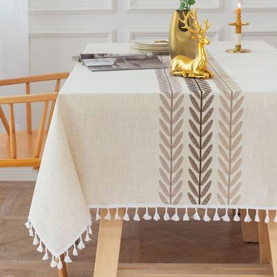 Fețe de masă cu broderie acoperită de masă rezistentă la praf, fețe de masă cu model de ciucuri cu flori de broderie, pentru decorarea de nuntă la petrecere