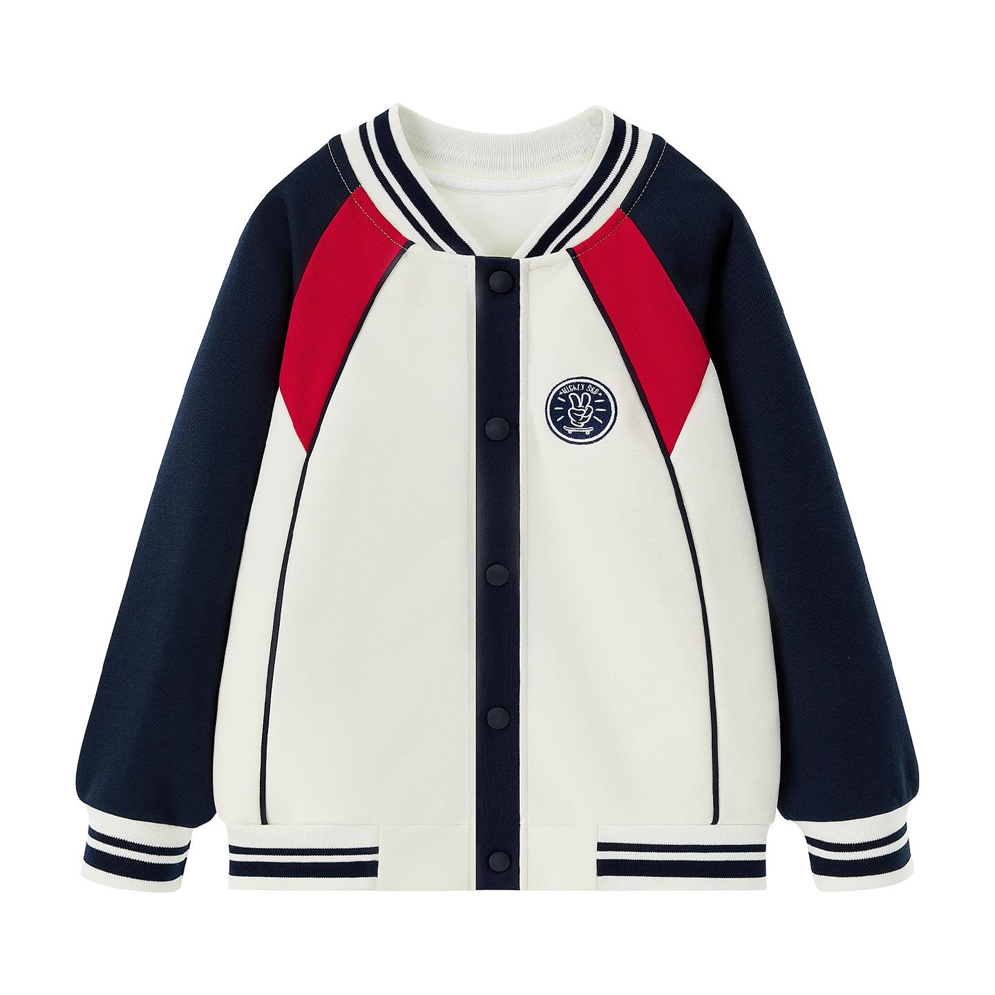 

Autumn Boy s Trendy Color Block Patchwork Baseball Jacket - Casual Sports Fashion Top 120 cm темно-синього кольору