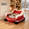 Zacht Velours Huisdierbed Kerstslee Hond met Antislip Bodem, Pluche Kalmerende Bank Wasbare Afneembare Bodem Bench voor Binnen Buiten, Leuk Huis
