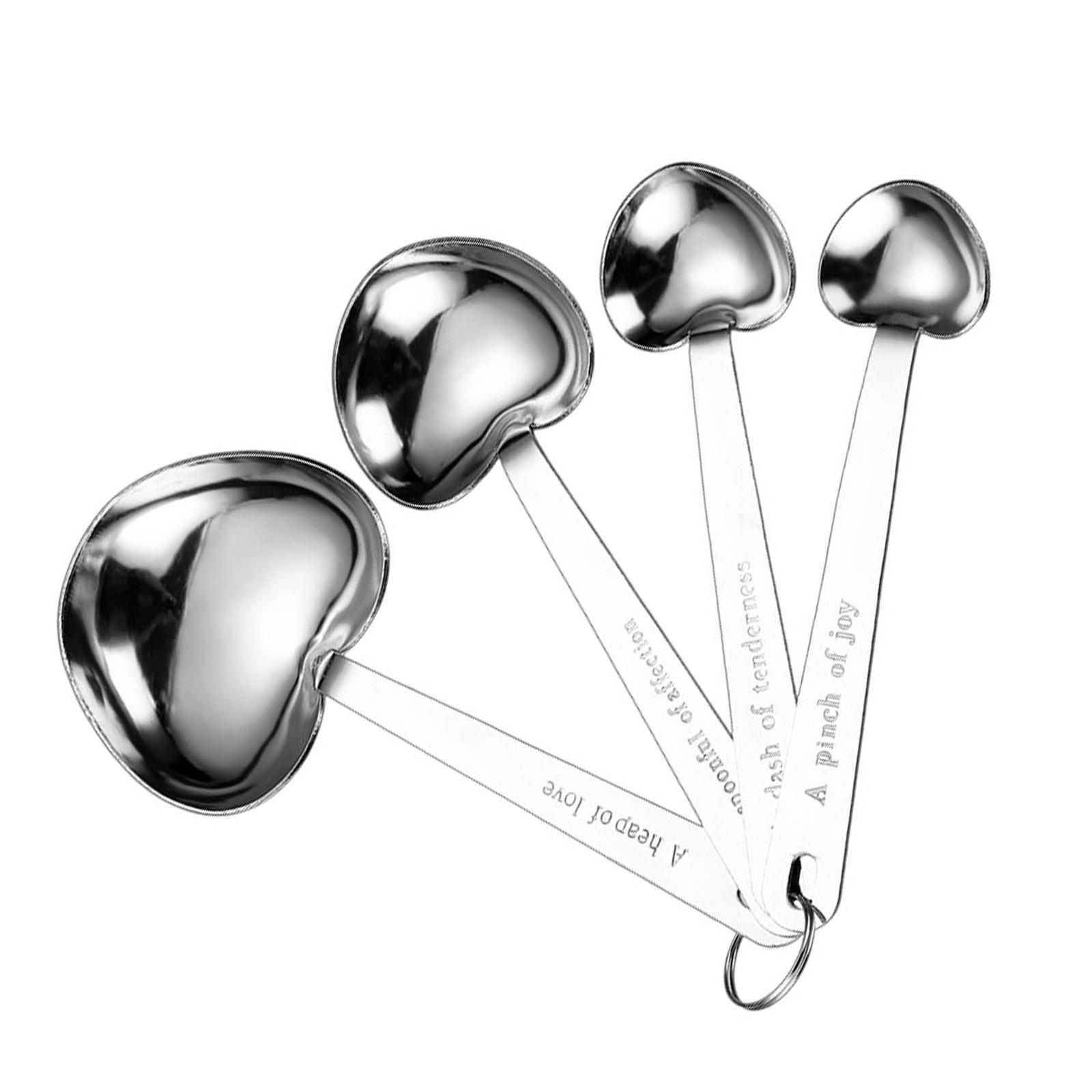 

4 шт. ложки для кофейных зерен в форме сердца, романтичные мерные ложки в форме сердца с серебряным тоном для подарков гостям