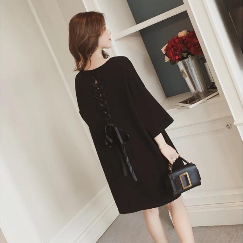 

Осенне-зимняя женская одежда партия новый пуловер для беременных женский свободный вязаный свитер модное свитерное платье средней длины прилив One Size