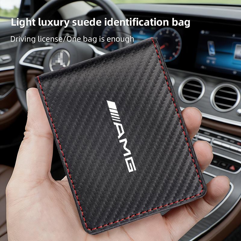 FVNH3 1Pcs Car Driver License Storage Bag Wallet ID Card Protective Sleeve For Mercedes Benz AMG Smart W205 C300 W203 W206 W108 W124