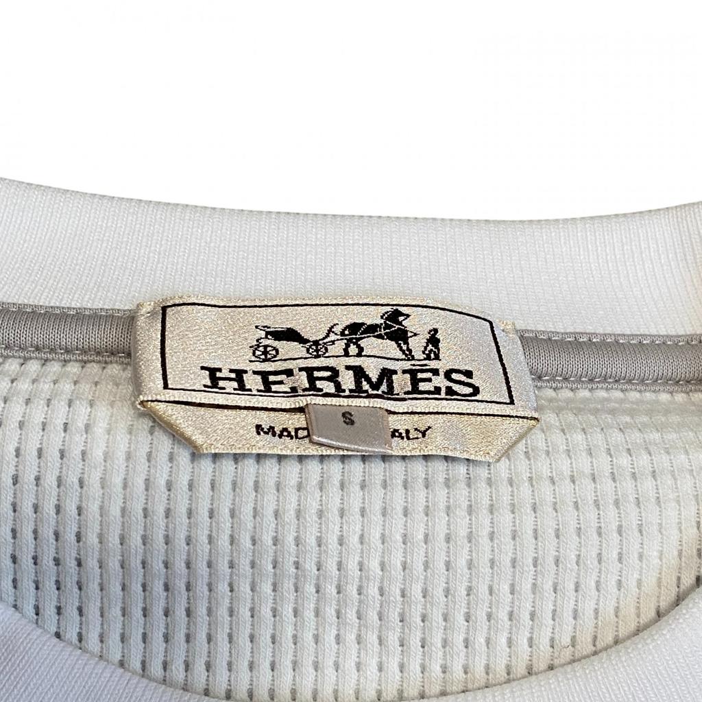 Used HERMESsweat white/gray cotton/Polyurethane mens
