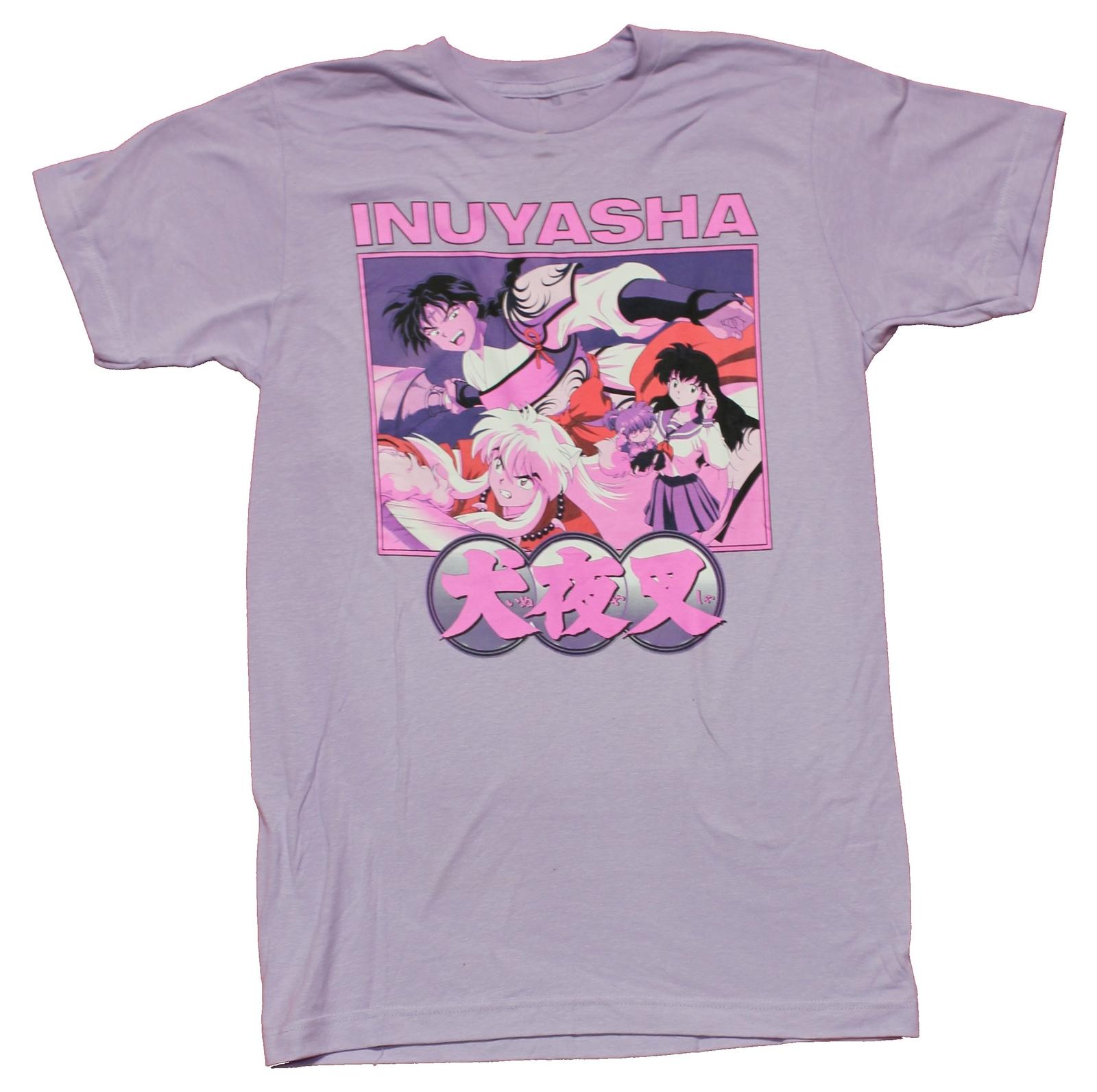 Inuyasha Mens T-Shirt - Pink Tinted Giant Character Group Under Name XL