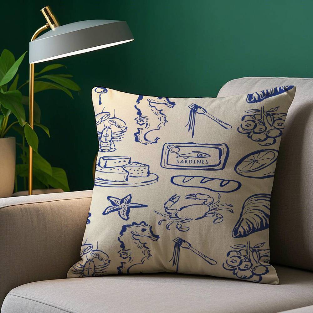Blue Conch Fashion Pillow Case Plush Fabric Soft Pillowcase Double Sided Print Sofa Cushion Cover Throw