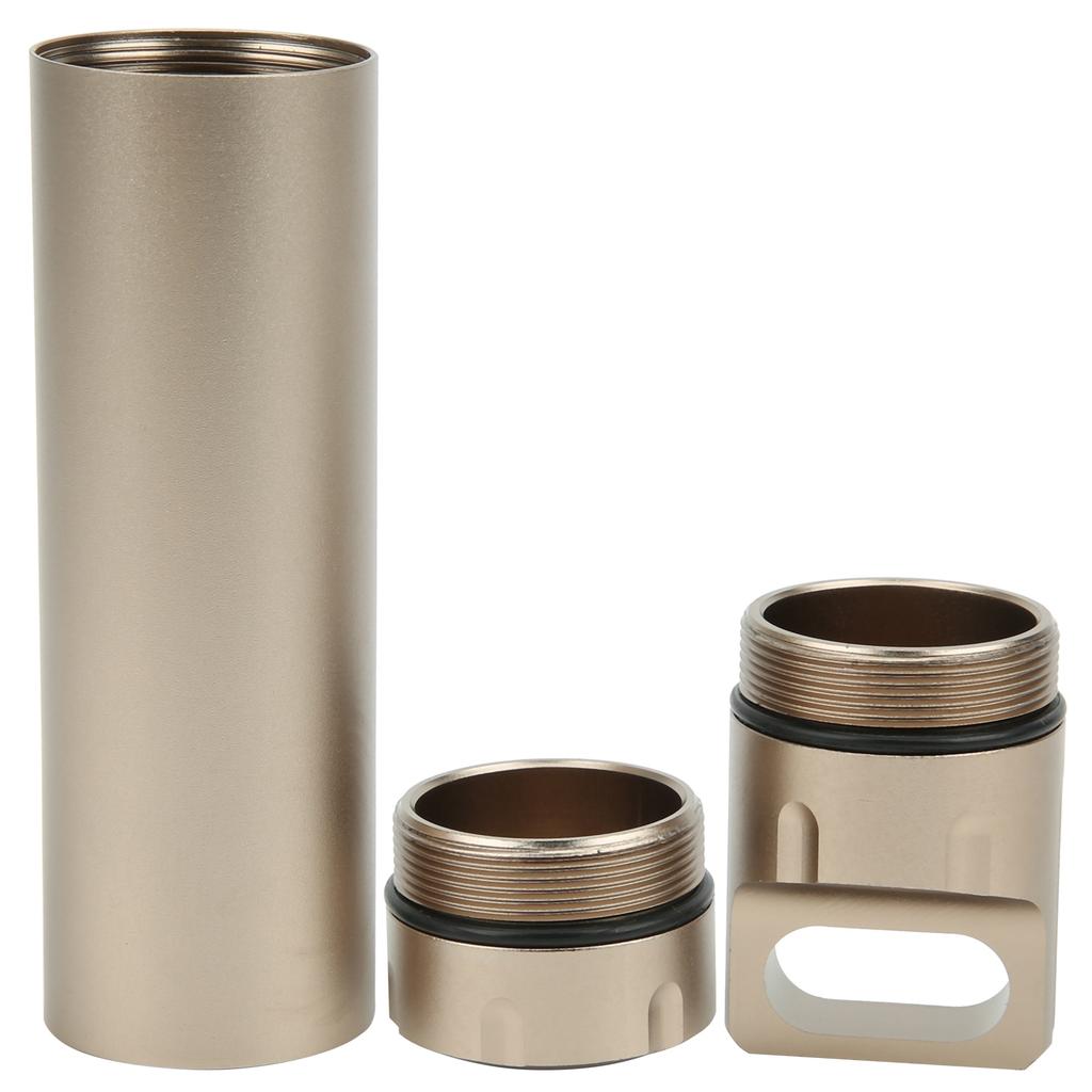 Aluminum Alloy Waterproof Drug Case Outdoor Survival Storage Container Dry Bottle LSand Color