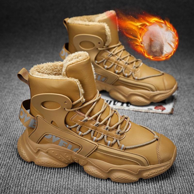 

New Winter Warm Men Boots Waterproof Non-Slip Plush Sneakers Outdoor Snow Boots Male Tenis Shoes 46 жёлтый