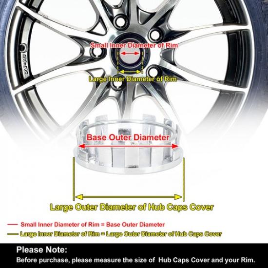 Universal  54mm 9 Lugs Car Wheel Center Hub Caps Cover Protector Pack of 4