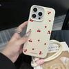 Cute Cartoon Cherry Luxury Phone Chain Lanyard Case For iPhone 17 16 15 14 13 12 Pro Max 11 Plus Shockproof Lichee Pattern Funda